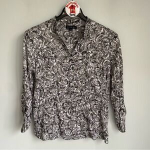 Tribal Button Down Shirt Blouse Long Sleeve Size M